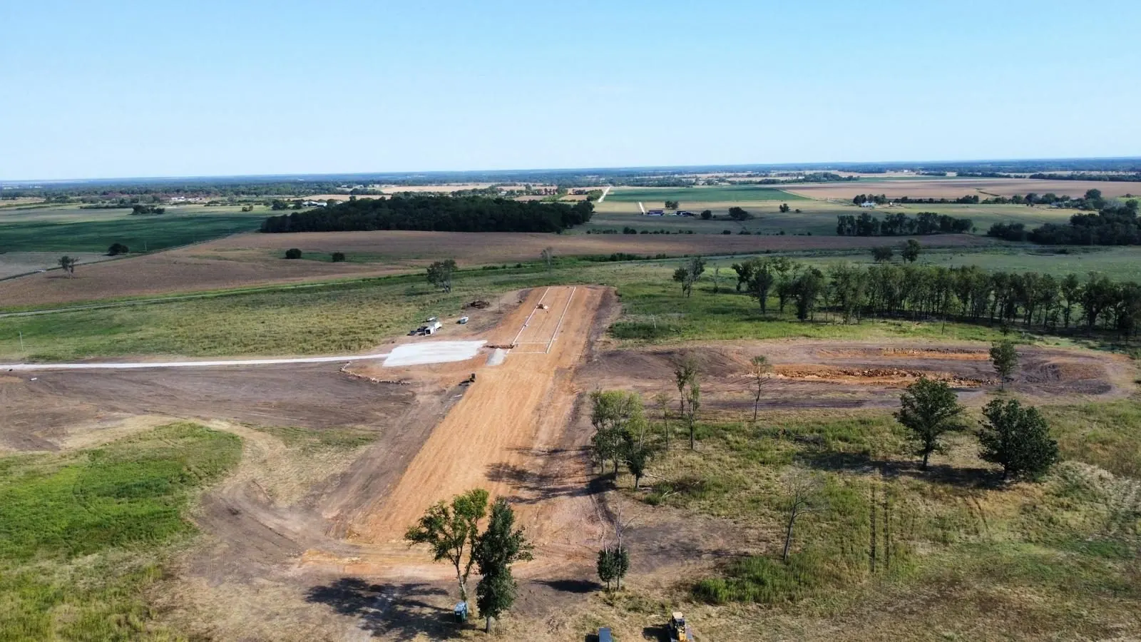 Aerial view of site preparation looking toward the horizon