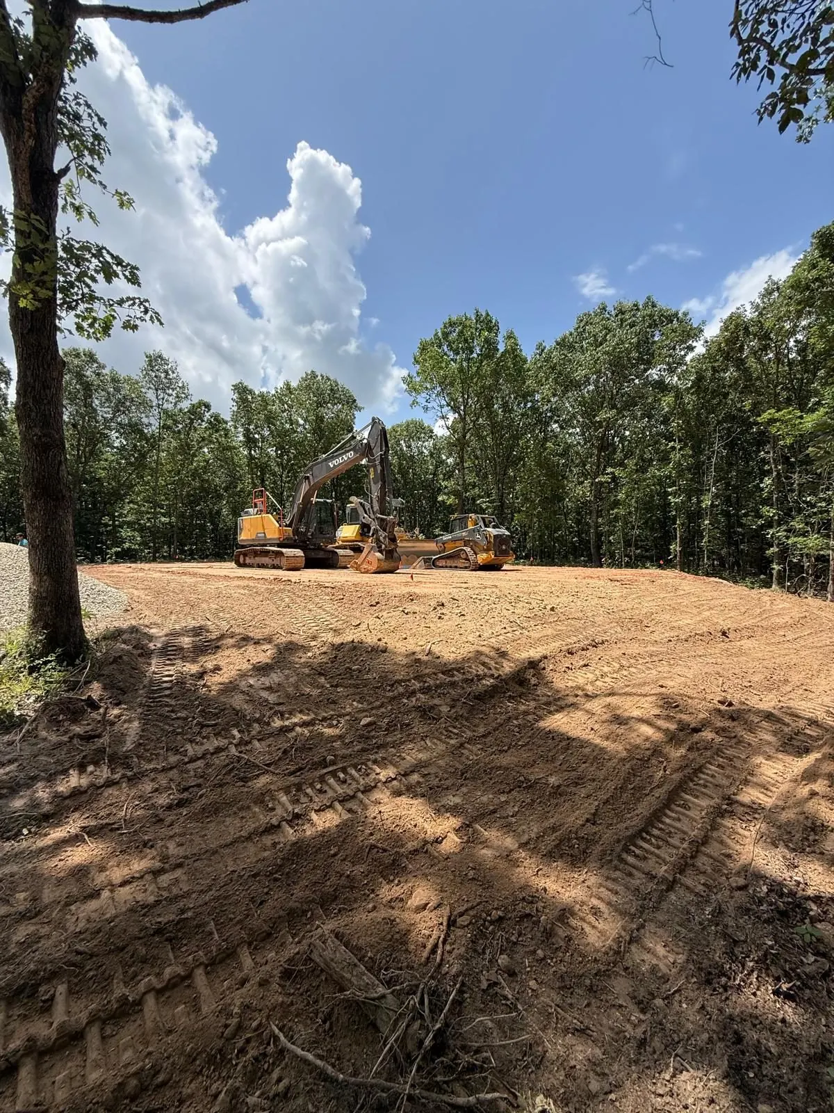 Excavator on a cleared building pad