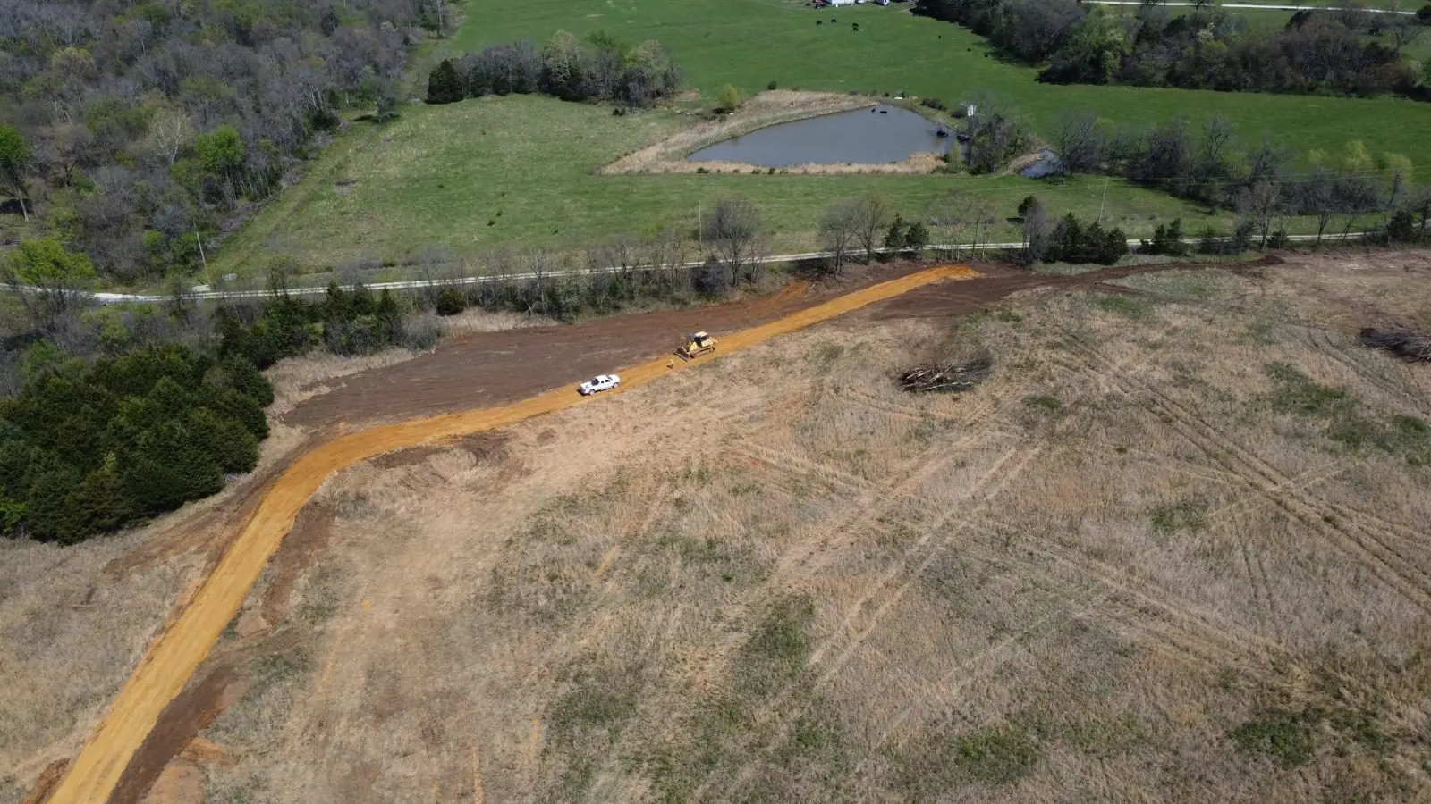 Dozer cutting a new road